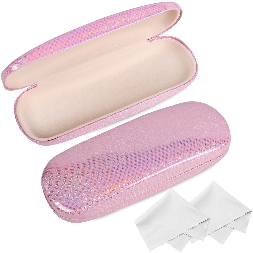 2809 Glasses Case, 2 Pack Eyeglass Case with Cleaning Cloth, Sparkling